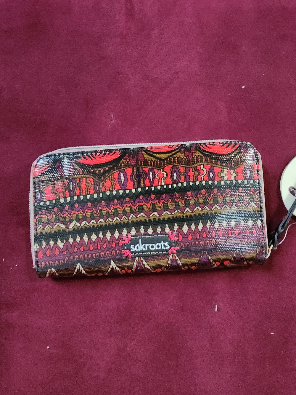 Sakroots Compact Zip Wallet in Multicolor Tribal Print